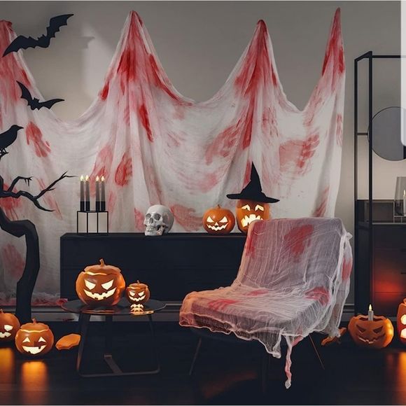 Pink & White Gauze Mesh Halloween Decor, Scarf, Cover Up, New 800cm X 235cm - Picture 4 of 14